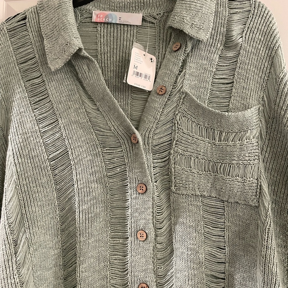New Free People beach cropped cardigan Med